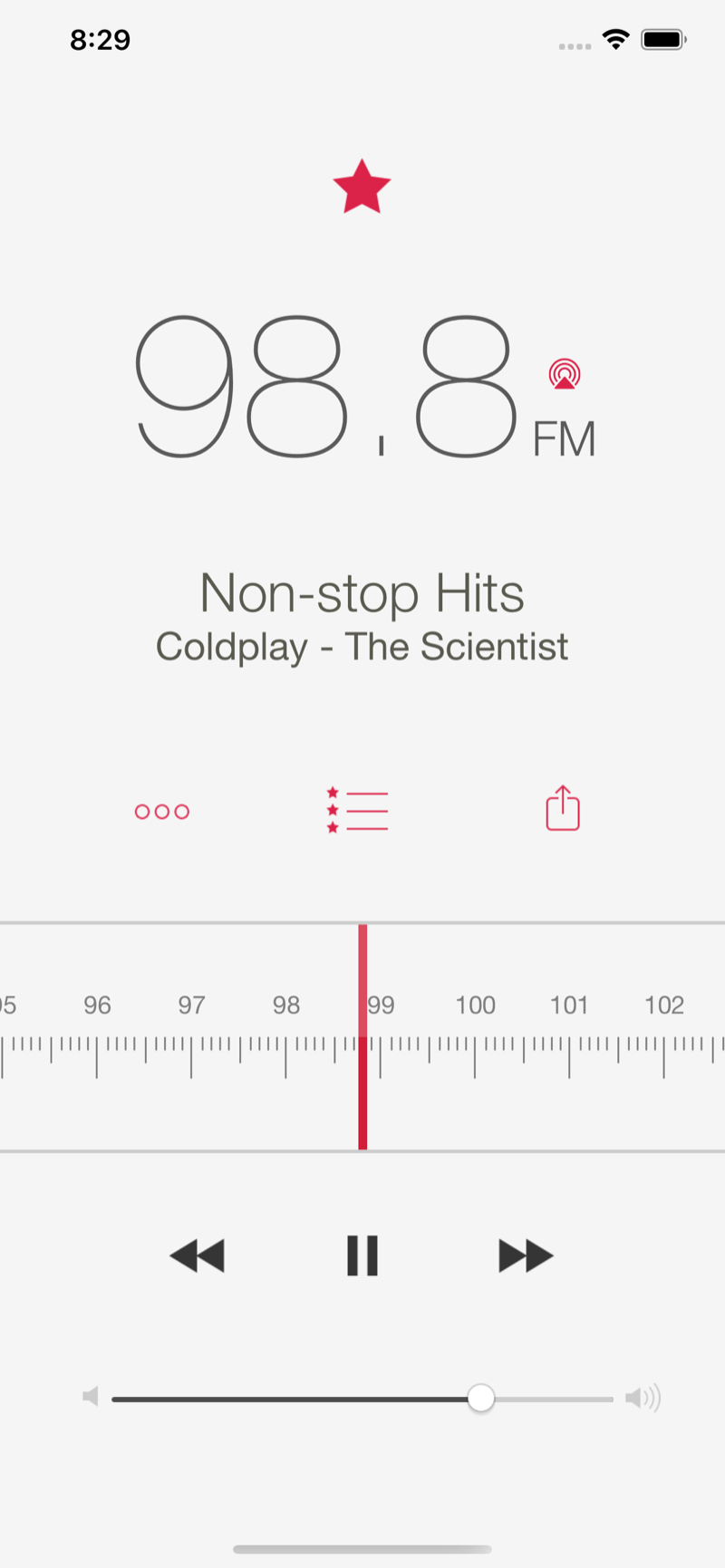 RadioApp now playing — the frequency-dial tuner with live FM stations